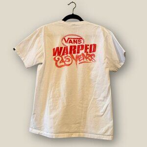"Vans Warped Tour 25 Years graphic t-shirt in white. Classic fit short tee